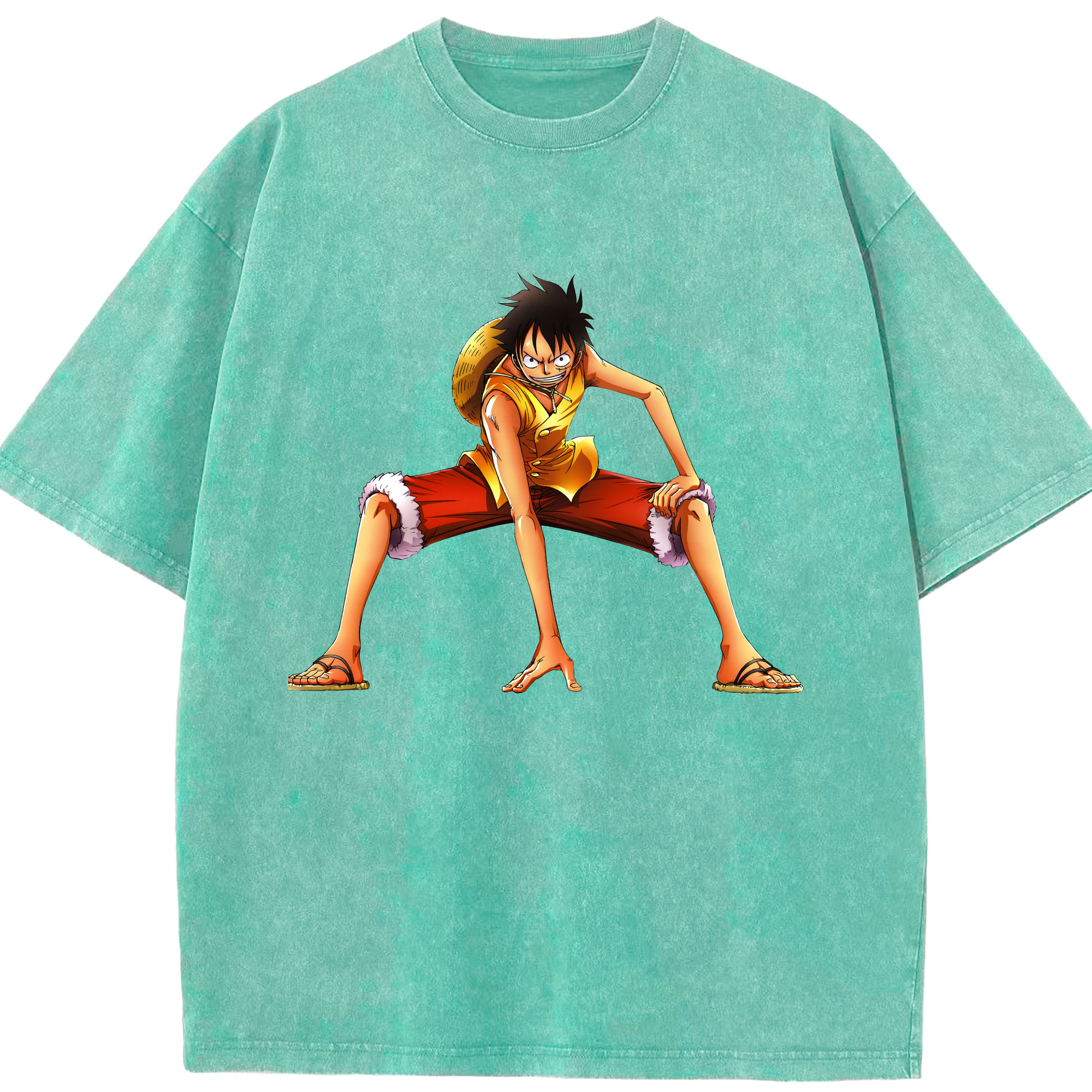 ワンピース モンキー・D・ルフィ ONE PIECE Monkey D. Luffy 綿100% ヴィンテージ風 半袖Tシャツ（フロントプリント）